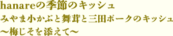 hanareの季節のキッシュ みやま小かぶと舞茸と三田ポークのキッシュ ～梅じそを添えて～